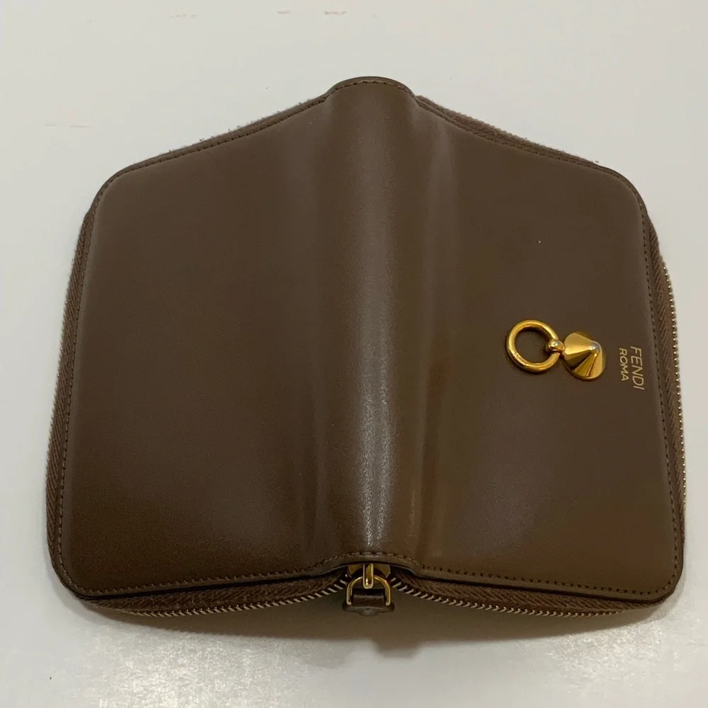 FENDI Bifold Wallet Visor Way Leather Brown Women's 8M0401-6GM